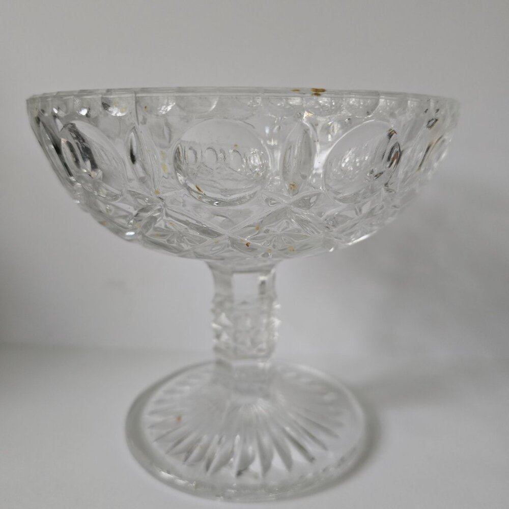 Vintage Crystal Glass Pedestal Compote Candy Dish